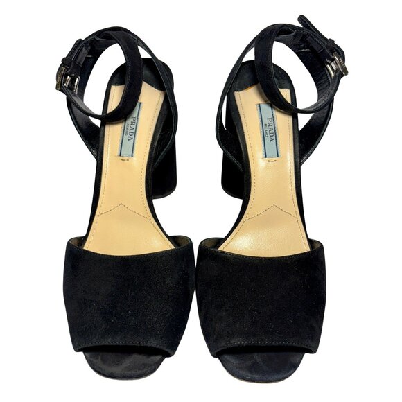 PRADA Suede Block Heels, Black; Size 39 (EU) - Picture 1 of 4